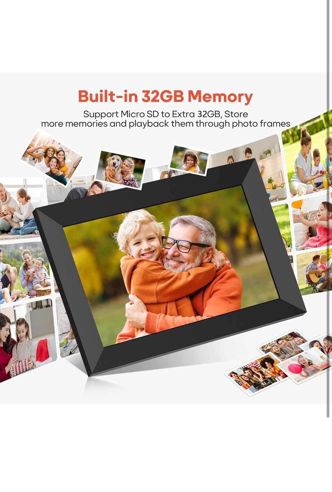 Frameo 10.1 Inch WiFi Digital Picture Frame, 1280x800 HD IPS Touch Screen Photo Frame Electronic, 32GB Memory, Auto-Rotate, Wall Mountable, Share Phot