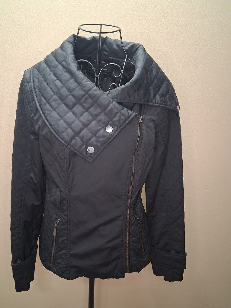 NWOT White House Black Market Asymmetrical Jacket Full Zip Up Black SZ