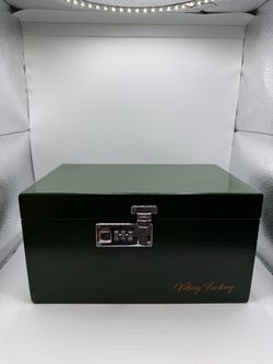 Viking Factory Lockable Bamboo Wooden Storage Box with Combination Lock & Accessories