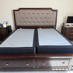 King Bed Frame With Drawers And 2 Night Stands 