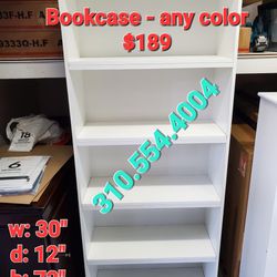 Tall New Assembled White Bookcase 