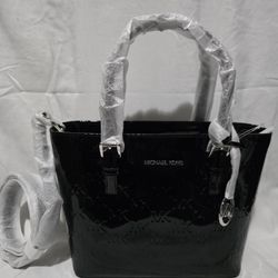 Michael Kors Jet Set Extra-Small Patent Logo Debossed Convertible Tote Bag