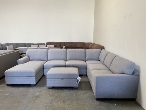 π·οΈ OUTLET | THOMASVILLE LANGDON FABRIC SECTIONAL SOFA WITH STORAGE OTTOMAN β GRAY π₯