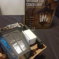 KODA, Outdoor Dusk to Dawn LED Coach Light Wall Scone (Set Of 2), Black, 9in /22.9cm  x 11.8in / 30cm