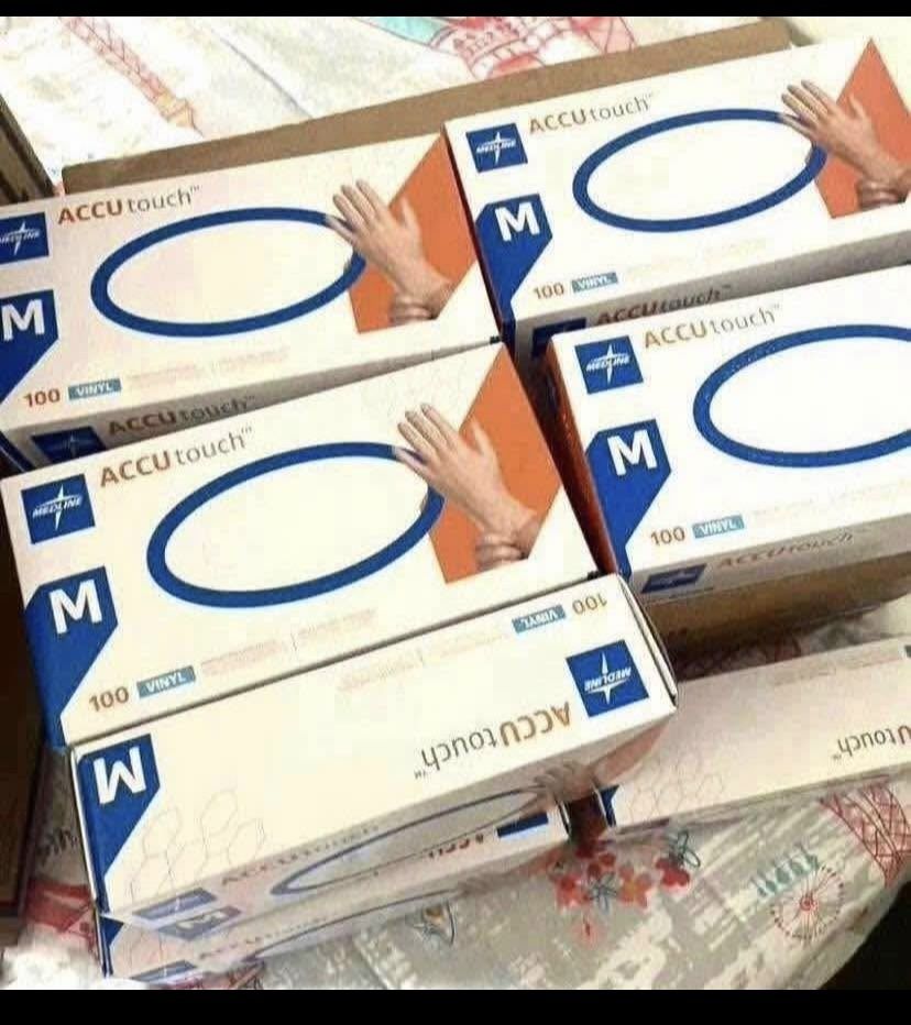  * 7 Boxes Accu touch Vinyl Exam Gloves, Medium , Box/100