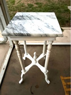Marble top (14x14) wood bottom Plant Stand
