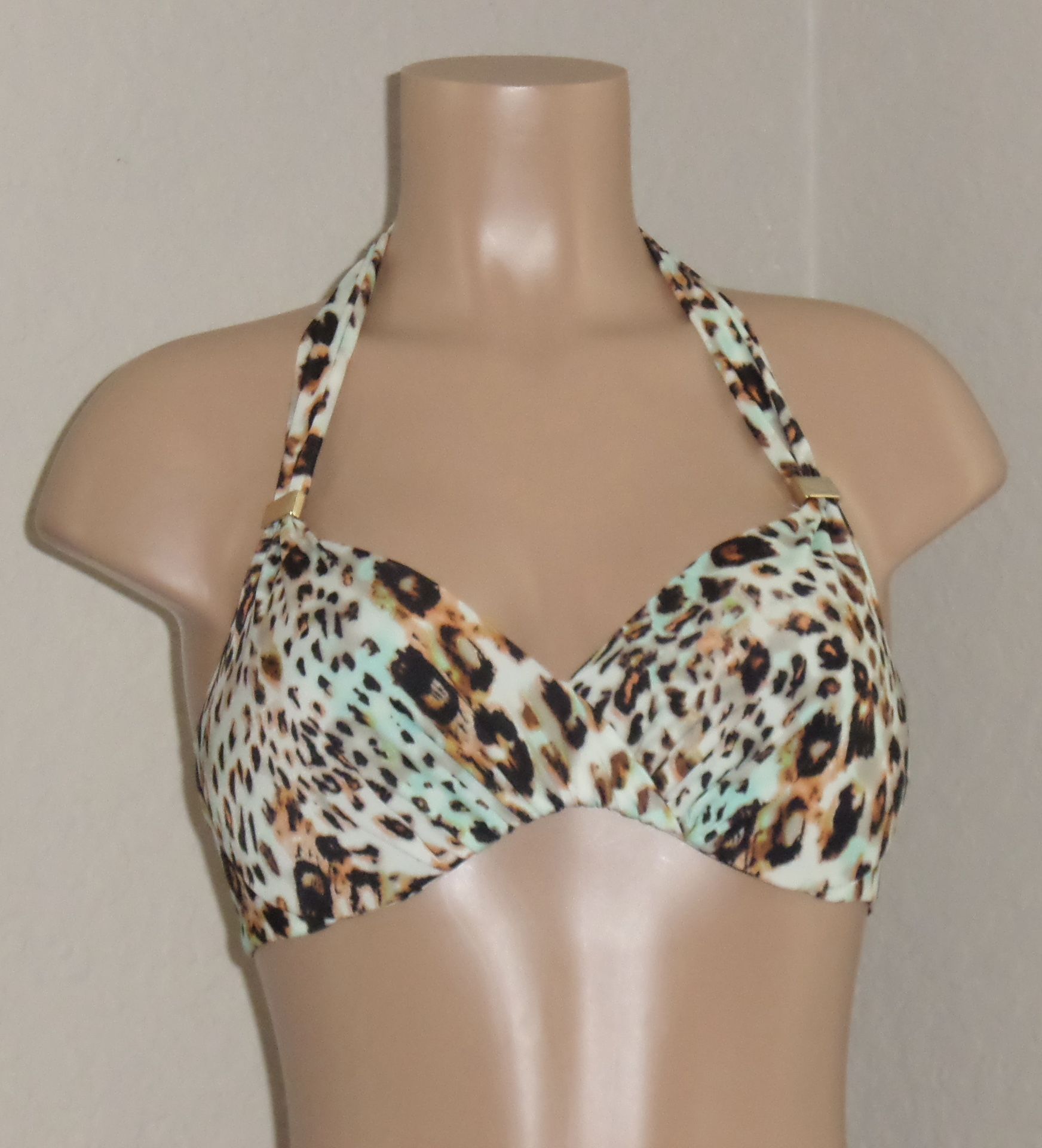 NEW VICTORIA SECRET ANIMAL PRINT PADDED HALTER BIKINI TOP