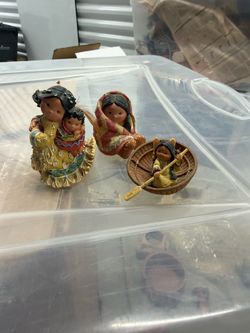 Southwestern Native American Style Figurine Collection – 3 Resin Collectibles