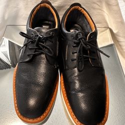 Steve Madden Dawes Mens Black Leather Lace Up Plain Toe Oxfords Shoes Size 8.5