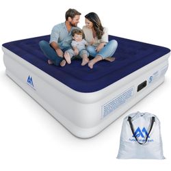 Air Mattress Queen with Built in Pump, 18'' Luxury Comfort Raised Inflatable Mattress, Upgraded 3Min Fast Blow Up Mattress with Dual Air Chamber, Dura