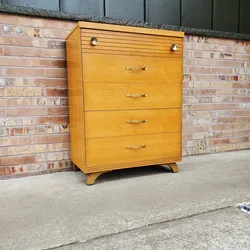 Mid Century Modern 5 Drawer Highboy Dresser Vintage