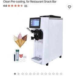 VEVOR Commercial Ice Cream Machine, 10.6 QT/H Yield, 1000W Single Flavor Countertop Soft Serve Ice Cream Maker, 4L Hopper 1.6L Cylinder, Touch Screen 