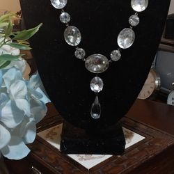 Sterling Silver Silver  Quarts Necklace 