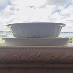 ✨🍂 10 Strawberry Street – Artisan Collection White Stoneware Bakeware (3-Piece Set) 🍂✨