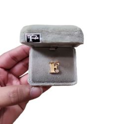 Vintage Don Loper Beverly Hills Gold Toned Genuine Diamond Monogram F Tie Tack