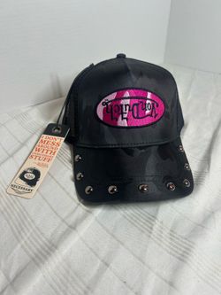 Von Dutch Black Camo Trucker Hat Pink Logo Studded Brim Snapback Cap NWT