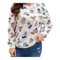 plus size long sleeve graphic sweater