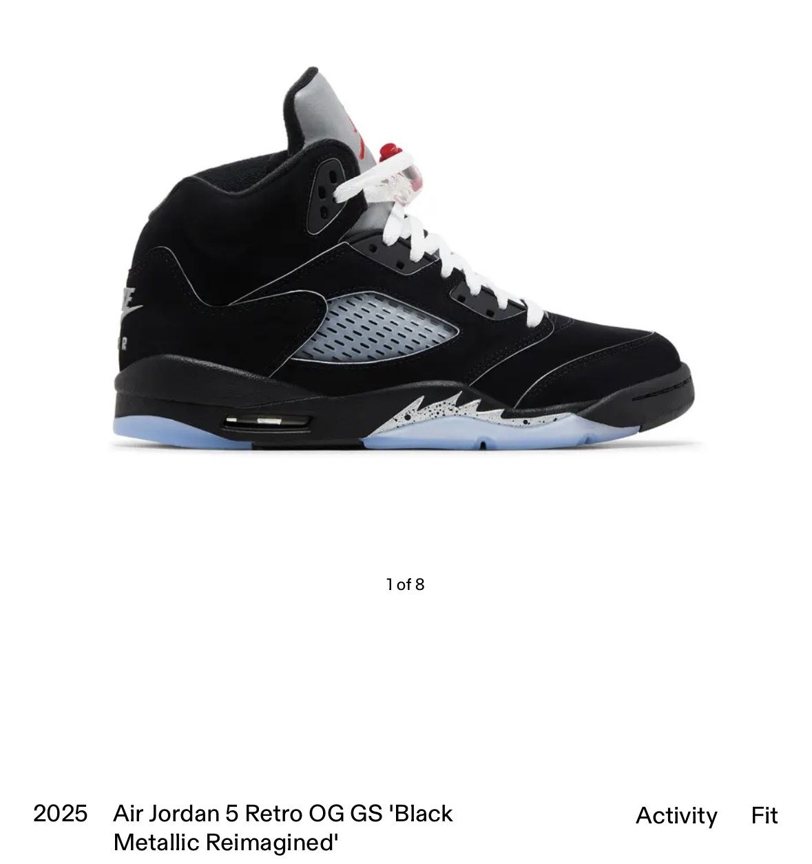 Air Jordan 5 Retro OG Black Metallic Reimagined 2025 GS | | Sz 7.5M / 9W