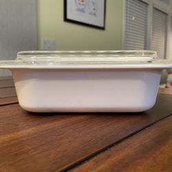 VINTAGE Corning MC-1-B White Casserole Dish & Pyrex MC-1-C Dimple Bubble Lid