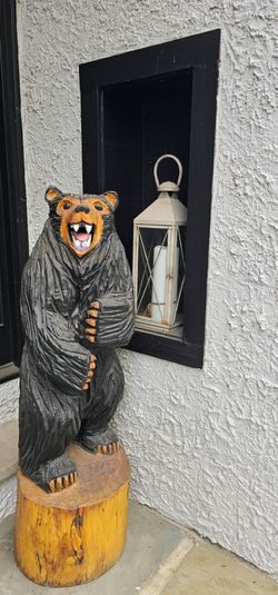 Solid wood carved black bear