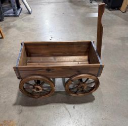 Wood wagon flower planter pot stand