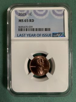 NGC 2025 1c MS65 Red Last Year Of Issue