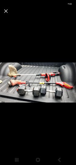Hex Dumbbells and Cordless String Trimmer Lot