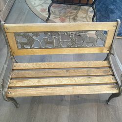 Small, sturdy metal bench for children