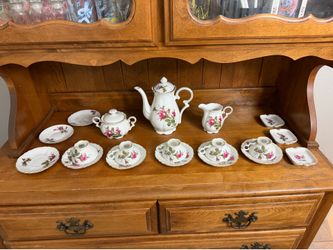 Shabby chic vintage pink rose tea set