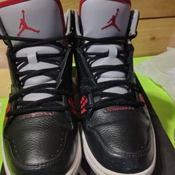 Air Jordans 1 Flight Black And Red  White High Top