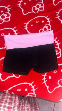 pink vs foldover black&pink shorts with rhinstones
