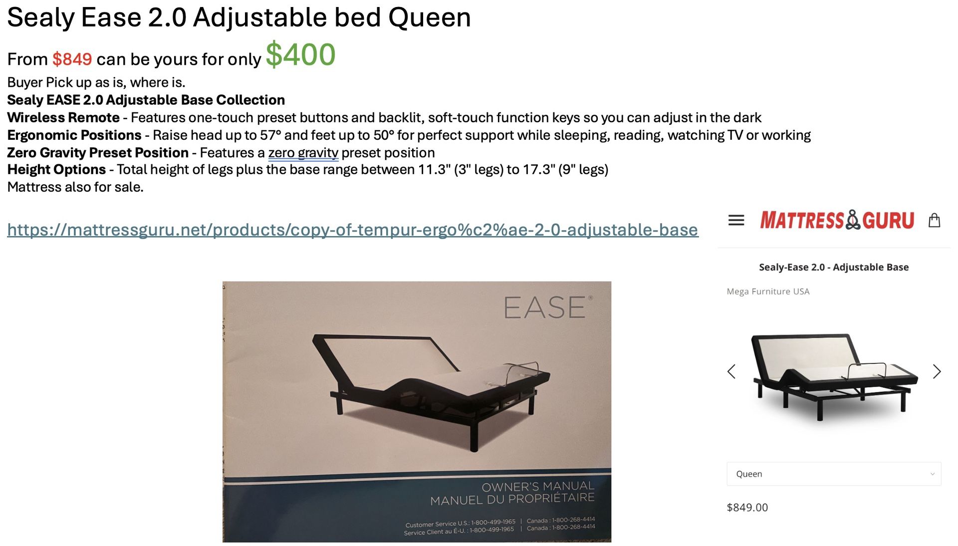 Adjustable Bed Queen