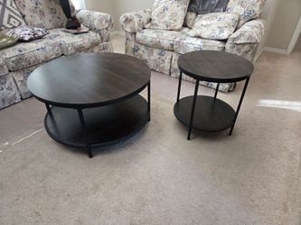 Round Coffee Table and End Table Set