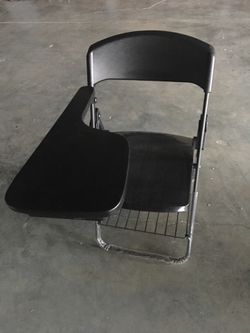 Student desk chair folding black plastic