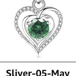  Heart Birthstone Pendant Necklace for Women 925 Sterling Silver Zirconia Necklaces 