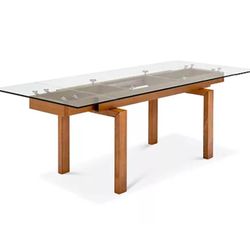 Calligaris Extendable Glass And Maple Dining Table 