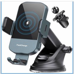 Wireless Car Charger, 15W Fast Charging Auto Clamping Car Charger Phone Mount Phone Holder fit for iPhone 15 14 13 12 11 Pro Max Xs, Samsung Galaxy S2