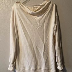Pilcro By Anthropologie, Womens  Boatneck Sweater Ivory Cotton Fits Loose Size M