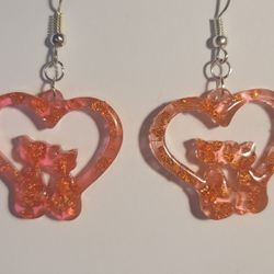 Cute Cat Heart Handmade Copper Color Earrings