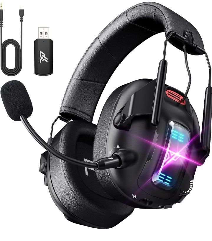 Wireless Gaming Headset for PS5, PS4, PC, USB Over Ear Gaming Headphones with Noise Canceling Mic, Bluetooth 5.3