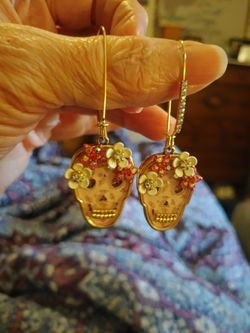 Betsey Johnson Skull Earrings Pink