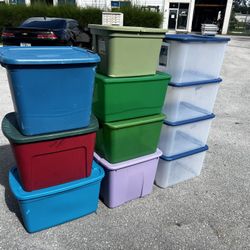$70 for all 11! 11 Plastic Storage Bin Containers Totes! Good condition! The