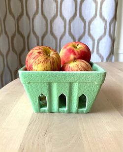 Vintage Sur La Table Mint Green Ceramic Berry Basket