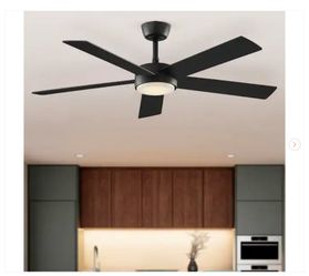Hampton Bay Benning 52 in. Indoor Matte Black Downrod Mount Ceiling Fan with Adjustable White Light LED - New