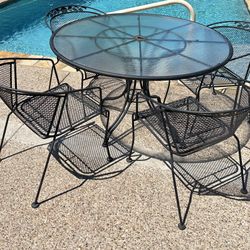 Wrought Iron Patio Table with 4 Garden Chairs