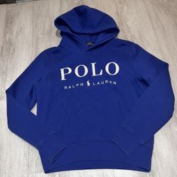 Polo Ralph Lauren Big Embroidery Logo Blue M Medium Pullover Hoodie Unisex Parka