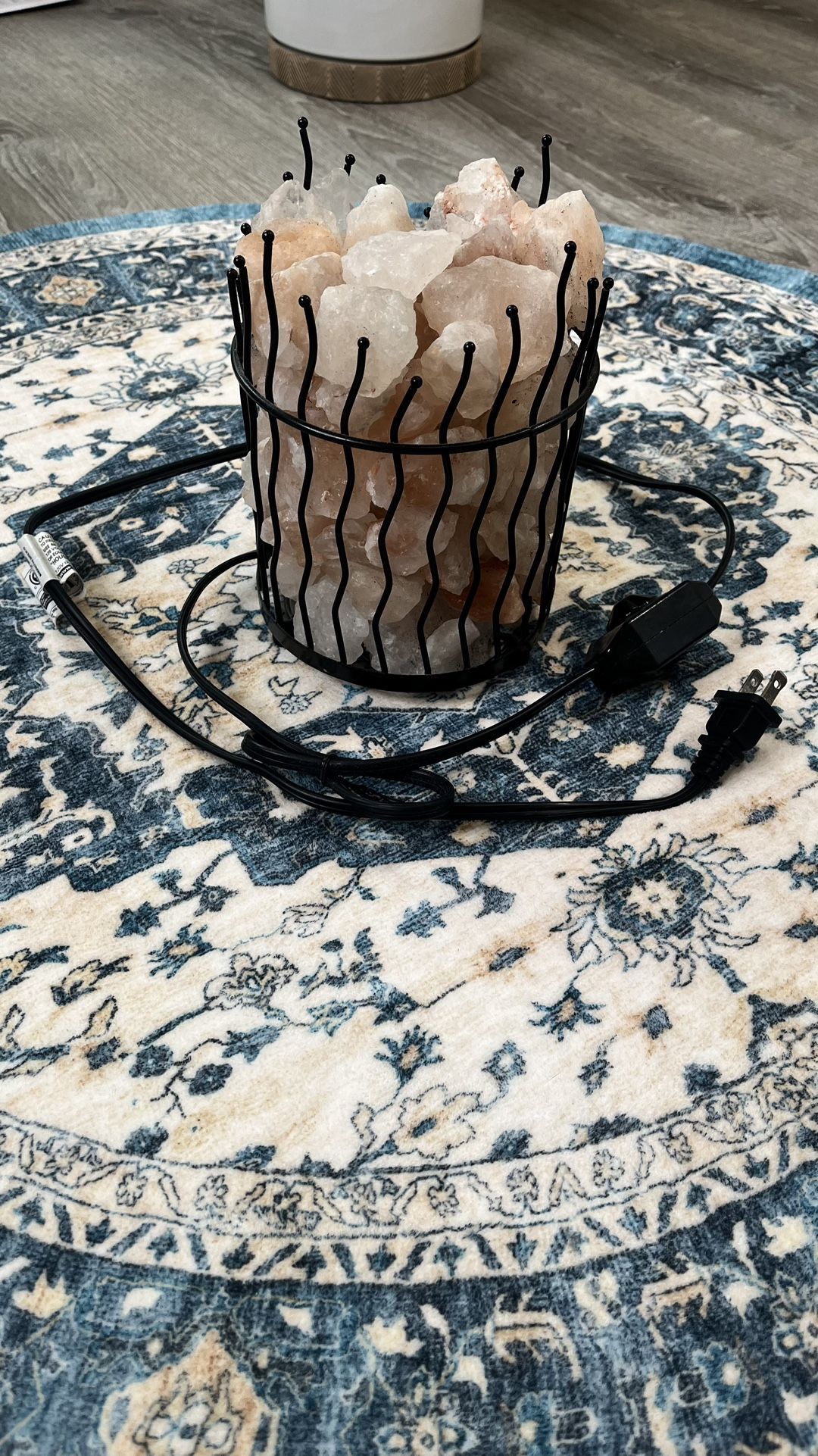 Himalayan Glow Black Pillar Style Basket Salt Rock Lamp Nightlight