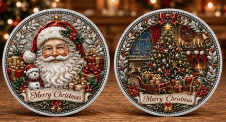 🎅🎄 2D Santa Claus Christmas Collectible Coin – Double-Sided