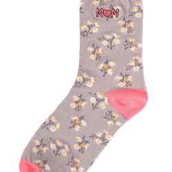 Simply Southern Mom Floral Pink & Grey Socks