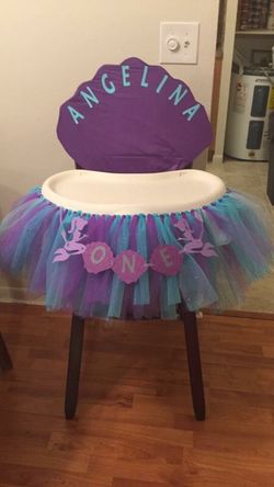 Custom high chair tutus and banners